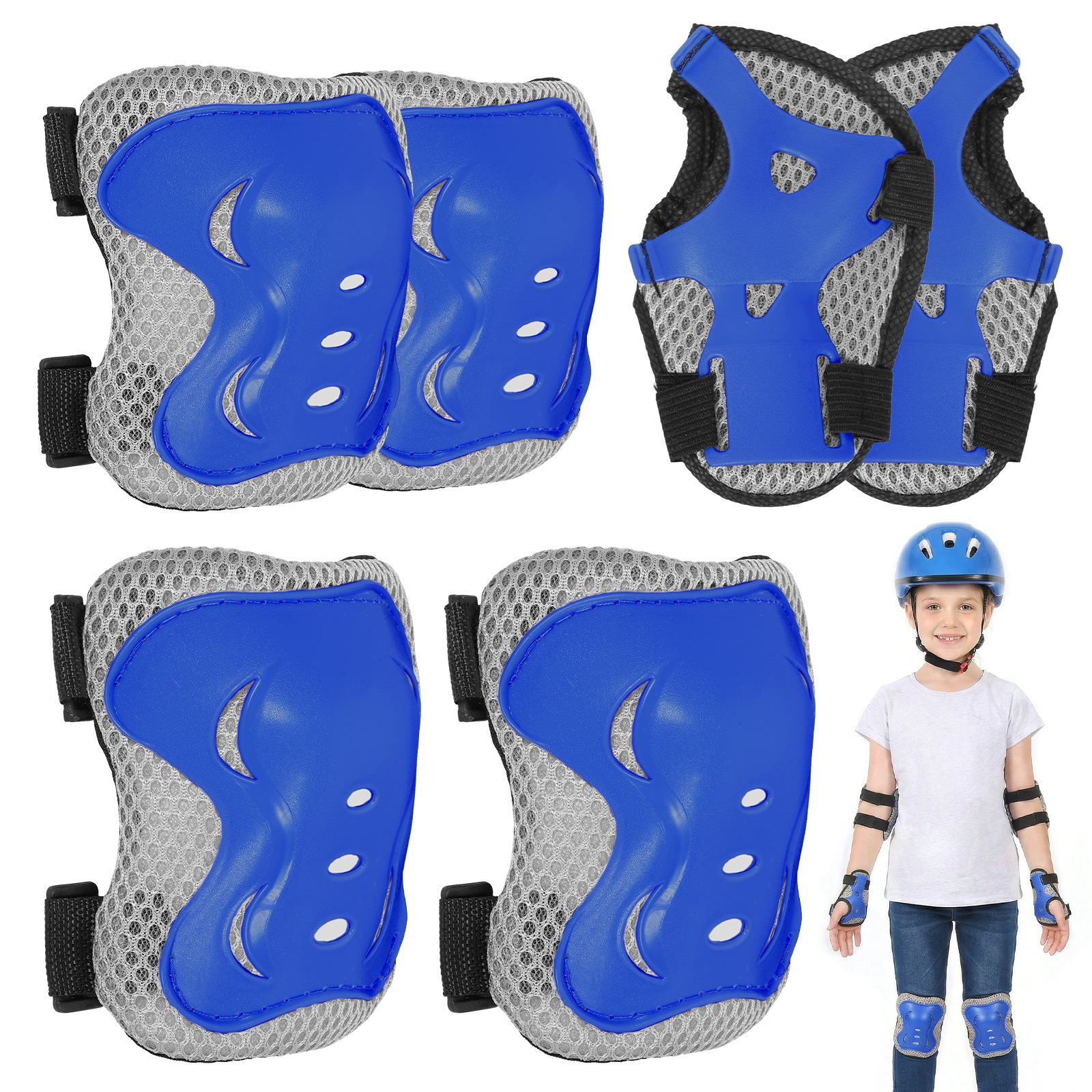 Cycling Gear For Kids - 6 in 1 Knee Pads and