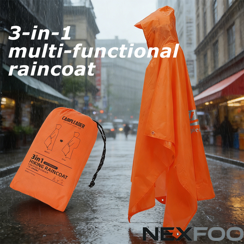 Cycling Gear In Rain - 3-in-1 Lightweight Rain Poncho, Waterproof Packable