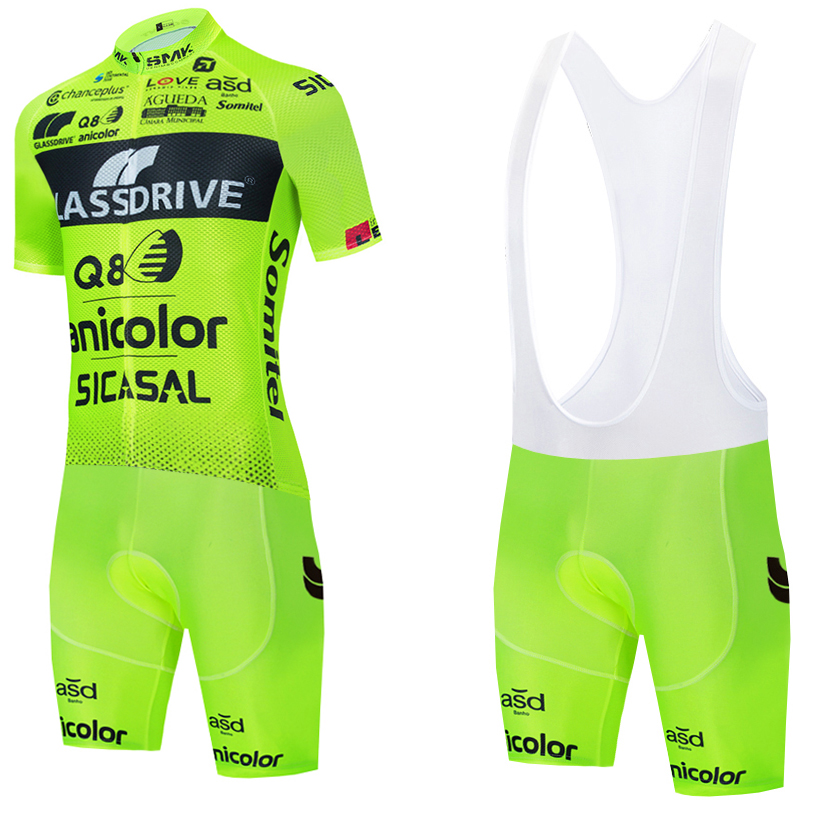 Cycling Gear Men - Fluor Yellow Cycling Jersey GLASSDRIVE Team
