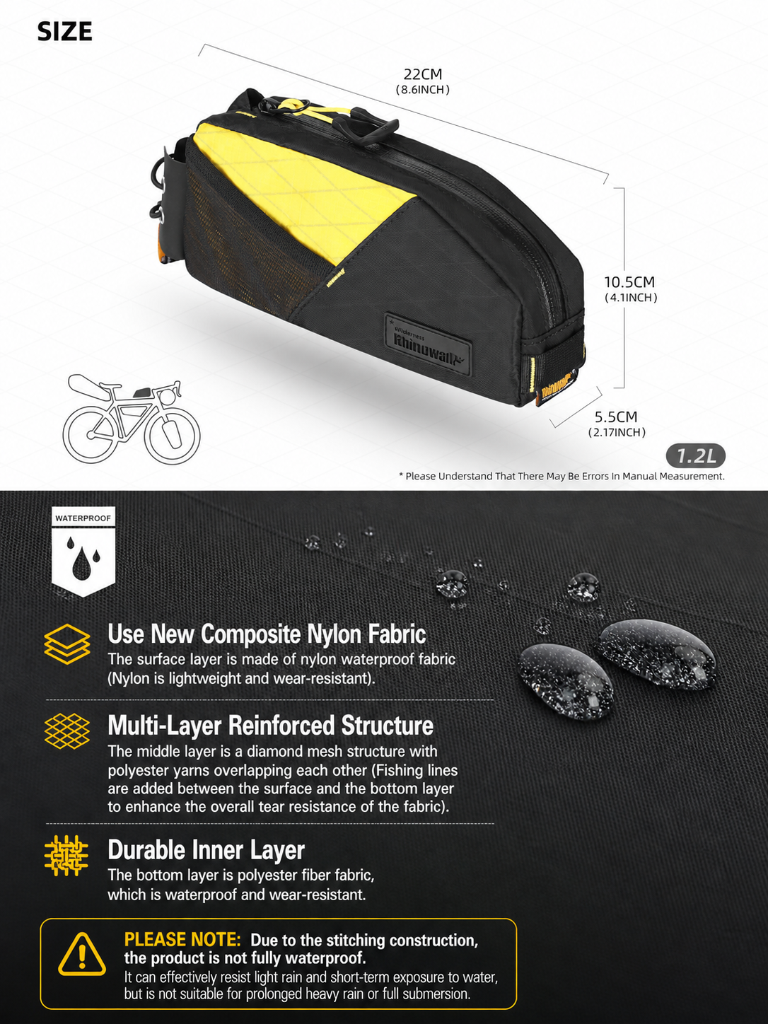 Rhinowalk Bike Top Tube Bag 1. - Cycling Gear Organizer のレビューと価格