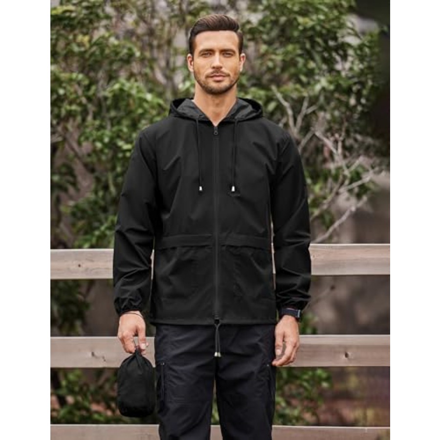 Mens Packable Rain Jacket Ligh - Cycling Gear In Rain のレビューと価格