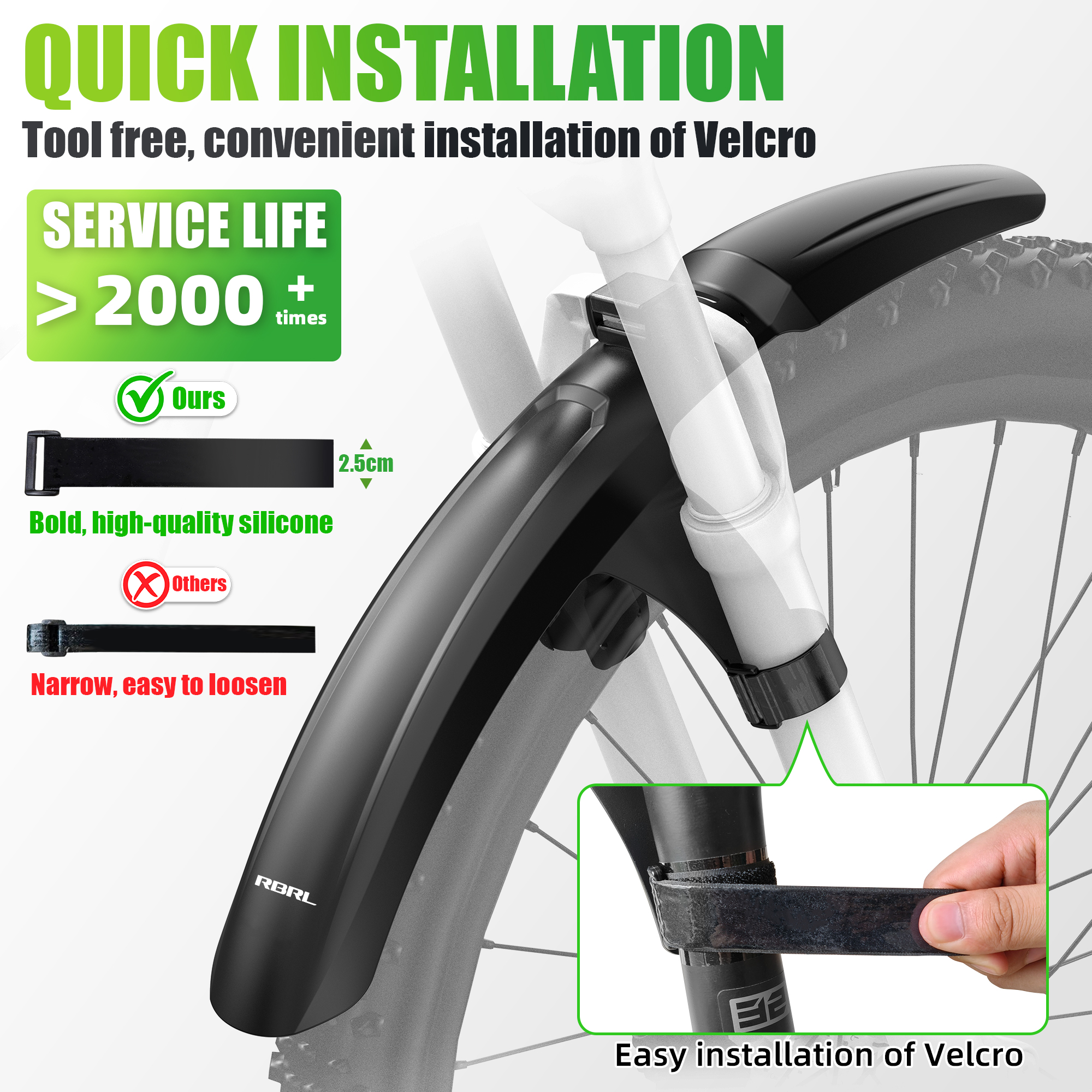 RBRL MTB Front Mudguard Velcro - Bike Fender Set のレビューと価格