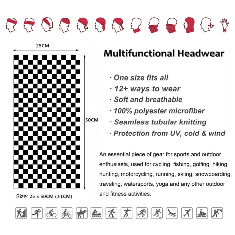 Checkered Ska Printed Headband - Cycling Gear Men のレビューと価格